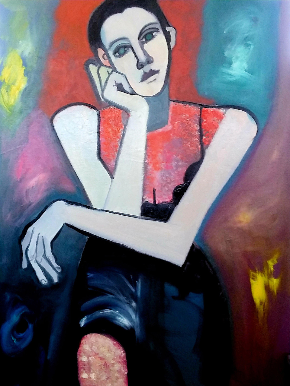 Wistful Girl Painting from "She" Exhibition